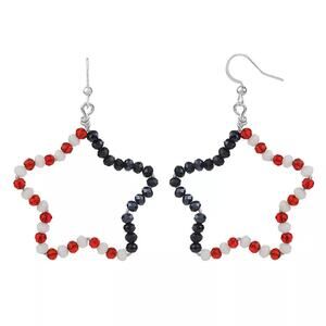 3/15 NWT Americana Beaded Open Star Earrings.